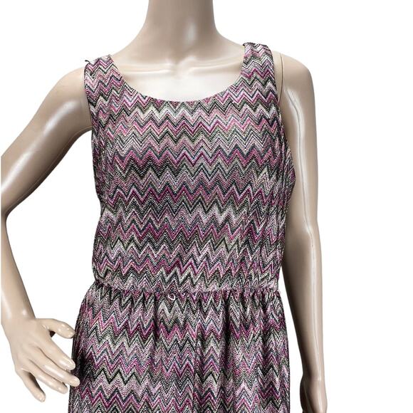 Lily Rose Women Multicolored Chevron Knit Sleeveless Scoop Neck Dress Size XL - Picture 2 of 5